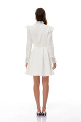 Embla White Lace Trim Mini Dress
