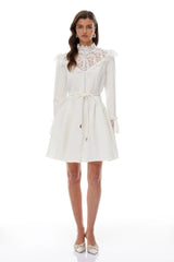 Embla White Lace Trim Mini Dress