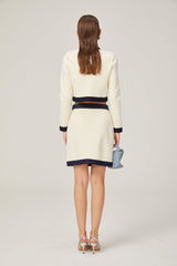 Émeline bowdetail knitted cardigan  skirt matching set