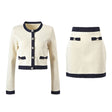 Émeline bowdetail knitted cardigan  skirt matching set
