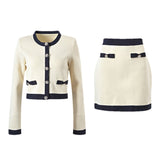 Émeline bowdetail knitted cardigan  skirt matching set