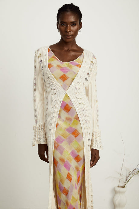 Émeline crochetknit long cardigan