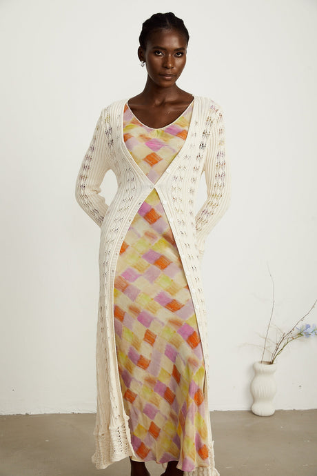 Émeline crochetknit long cardigan