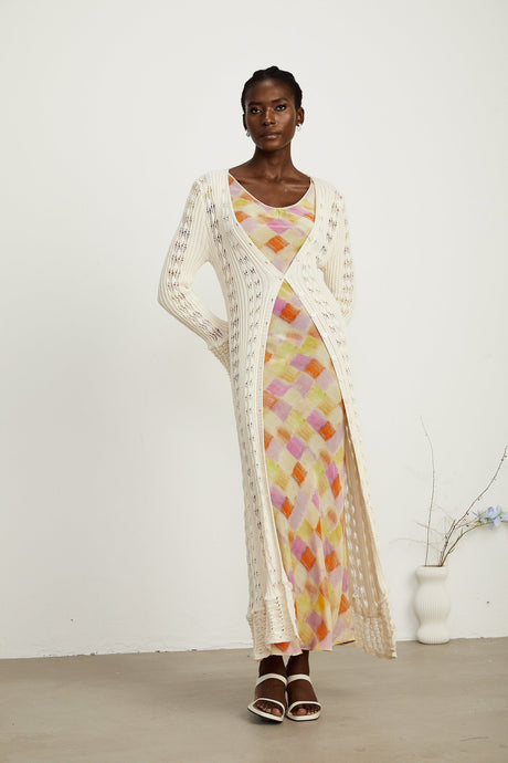 Émeline crochetknit long cardigan