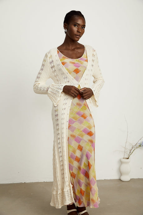 Émeline crochetknit long cardigan