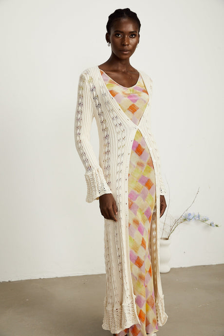 Émeline crochetknit long cardigan