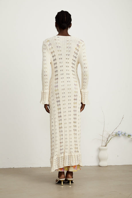 Émeline crochetknit long cardigan