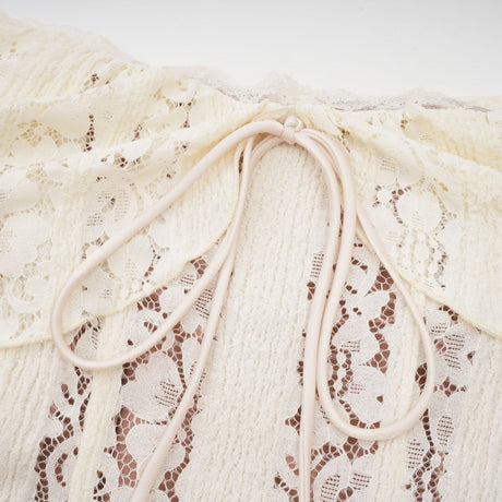 Émeline floral lace flaredcuff maxi dress in Neutrals