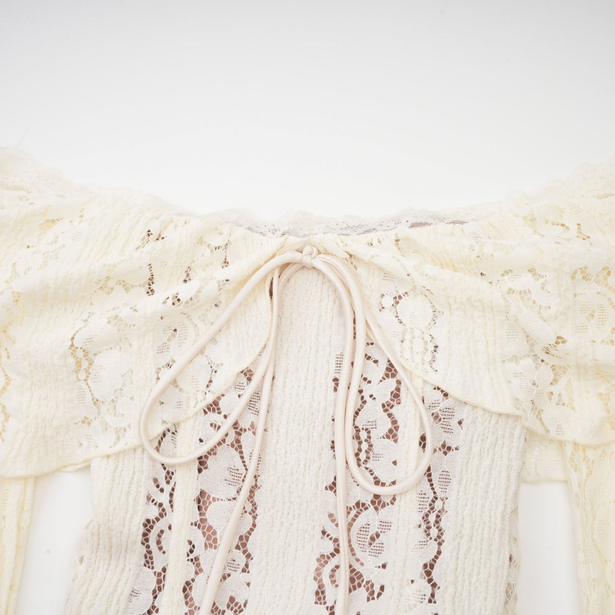 Émeline floral lace flaredcuff maxi dress in Neutrals