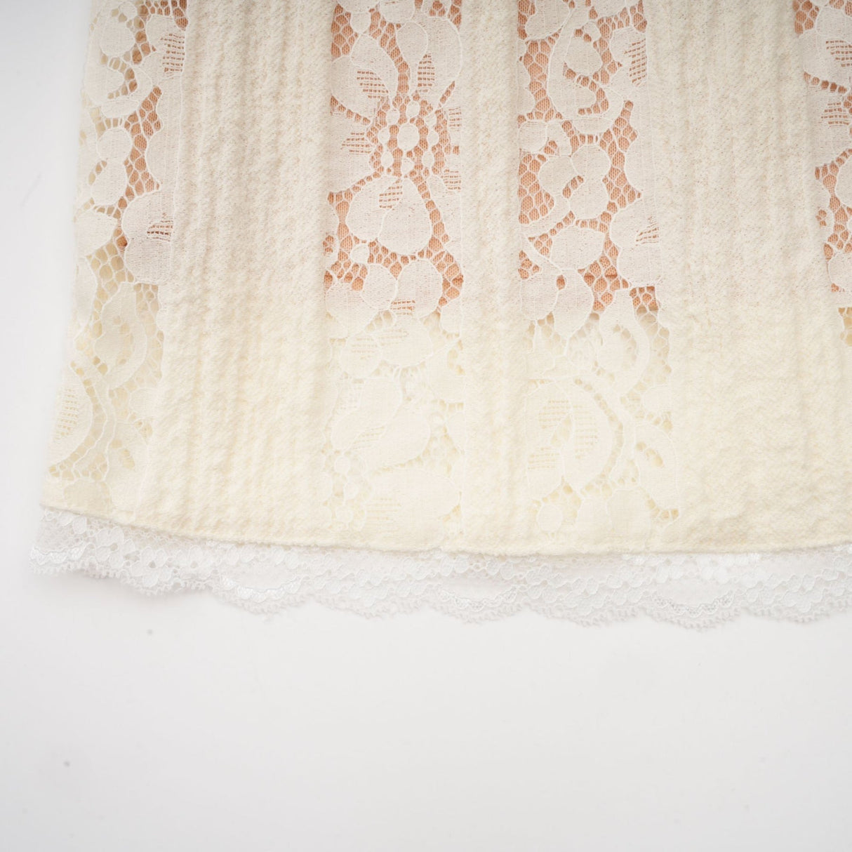 Émeline floral lace flaredcuff mini dress in Neutrals