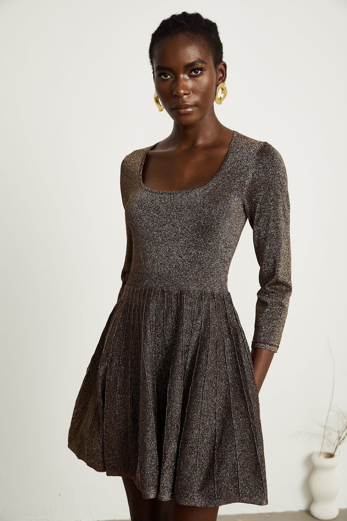 Émeline metallicthreading ribbed mini dress