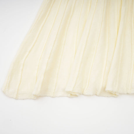 Émeline white knitted pleated midi dress