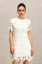 Emerson White Lace Mini Dress Floral Patterns Short Sleeves Sophisticated Detailing Chic Look