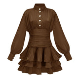 Emersyn Brown HighNeck Ruffled Detail Mini Dress