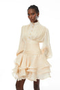 Emersyn Neutrals HighNeck Ruffled Detail Mini Dress