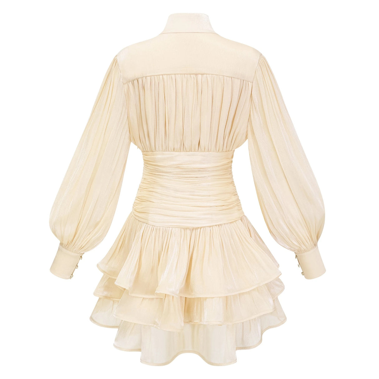 Emersyn Neutrals HighNeck Ruffled Detail Mini Dress