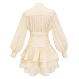 Emersyn Neutrals HighNeck Ruffled Detail Mini Dress