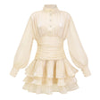 Emersyn Neutrals HighNeck Ruffled Detail Mini Dress