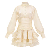 Emersyn Neutrals HighNeck Ruffled Detail Mini Dress