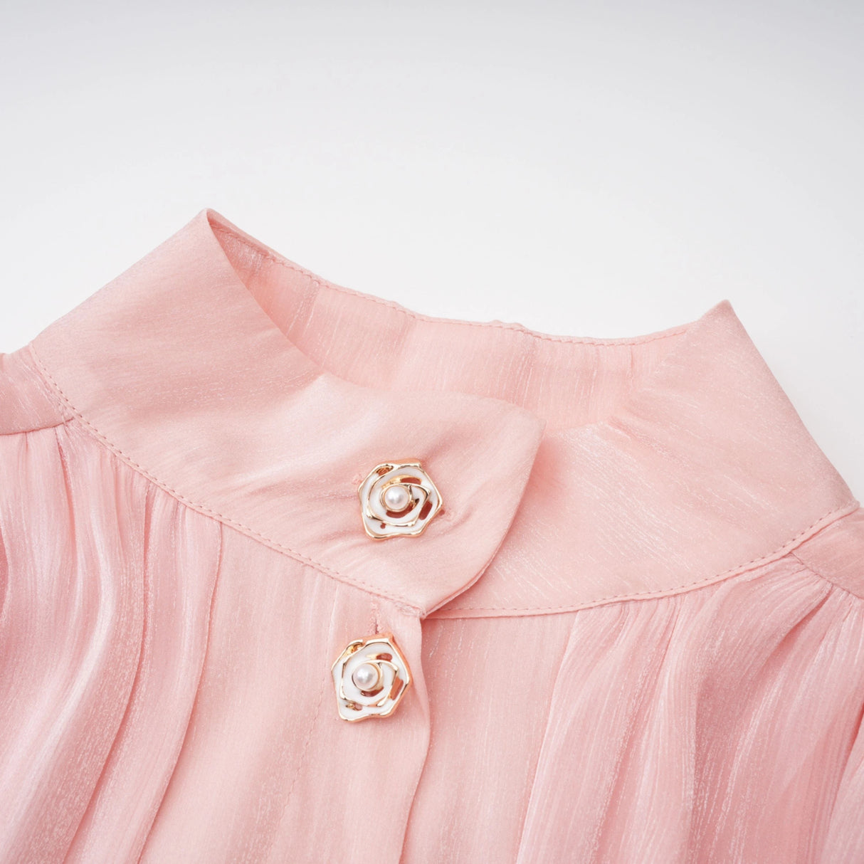Emersyn Pink HighNeck Ruffled Detail Mini Dress
