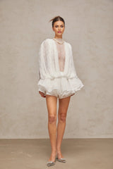 Emery Dress Set with Textured Layers in White