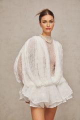 Emery Dress Set with Textured Layers in White