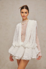 Emery Dress Set with Textured Layers in White