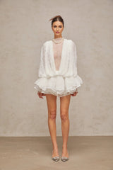 Emery Dress Set with Textured Layers in White