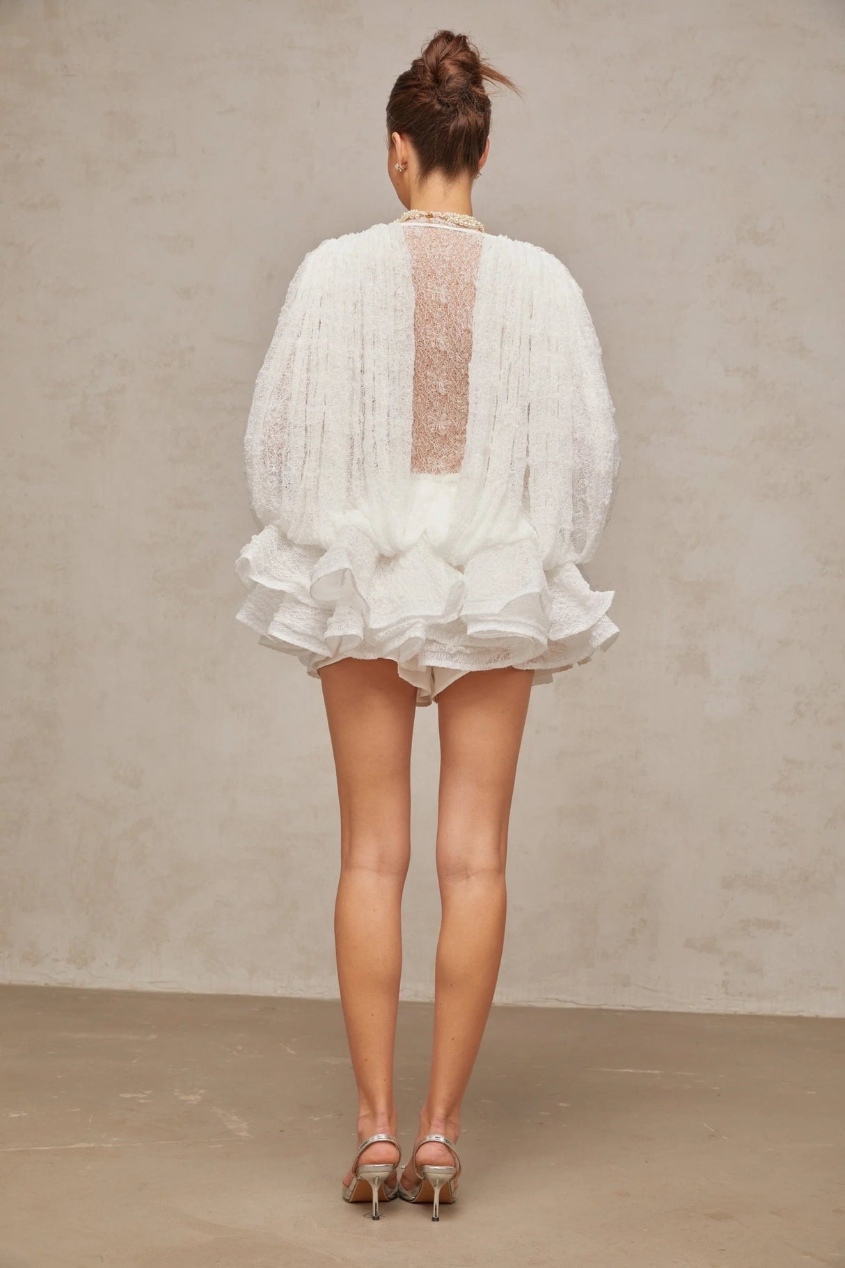 Emery Dress Set with Textured Layers in White