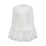 Emery Dress Set with Textured Layers in White