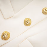 Emilee Coat - Wool Blend - Tonal Lapels - Button Front - Ankle Length