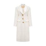 Emilee Coat - Wool Blend - Tonal Lapels - Button Front - Ankle Length