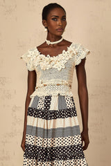 Emilee Top Beaded Crochet 3D - Petal Cut - Out & Bead Embellishment