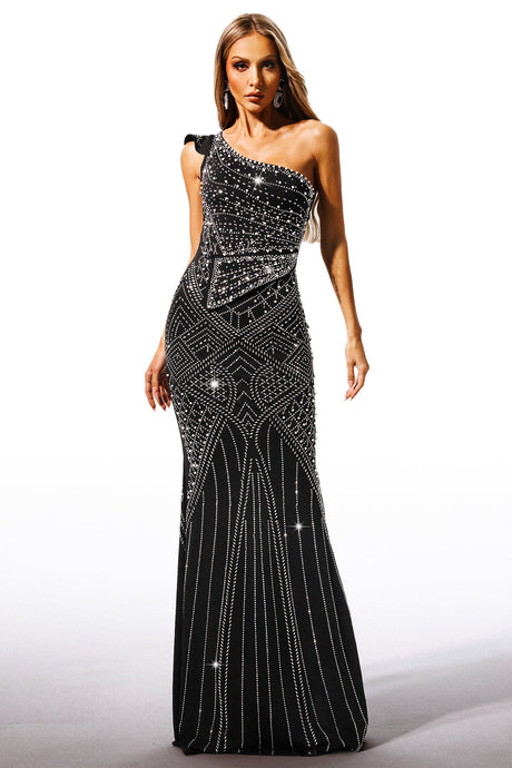 Emilia Black Diamond Detail Maxi Dress