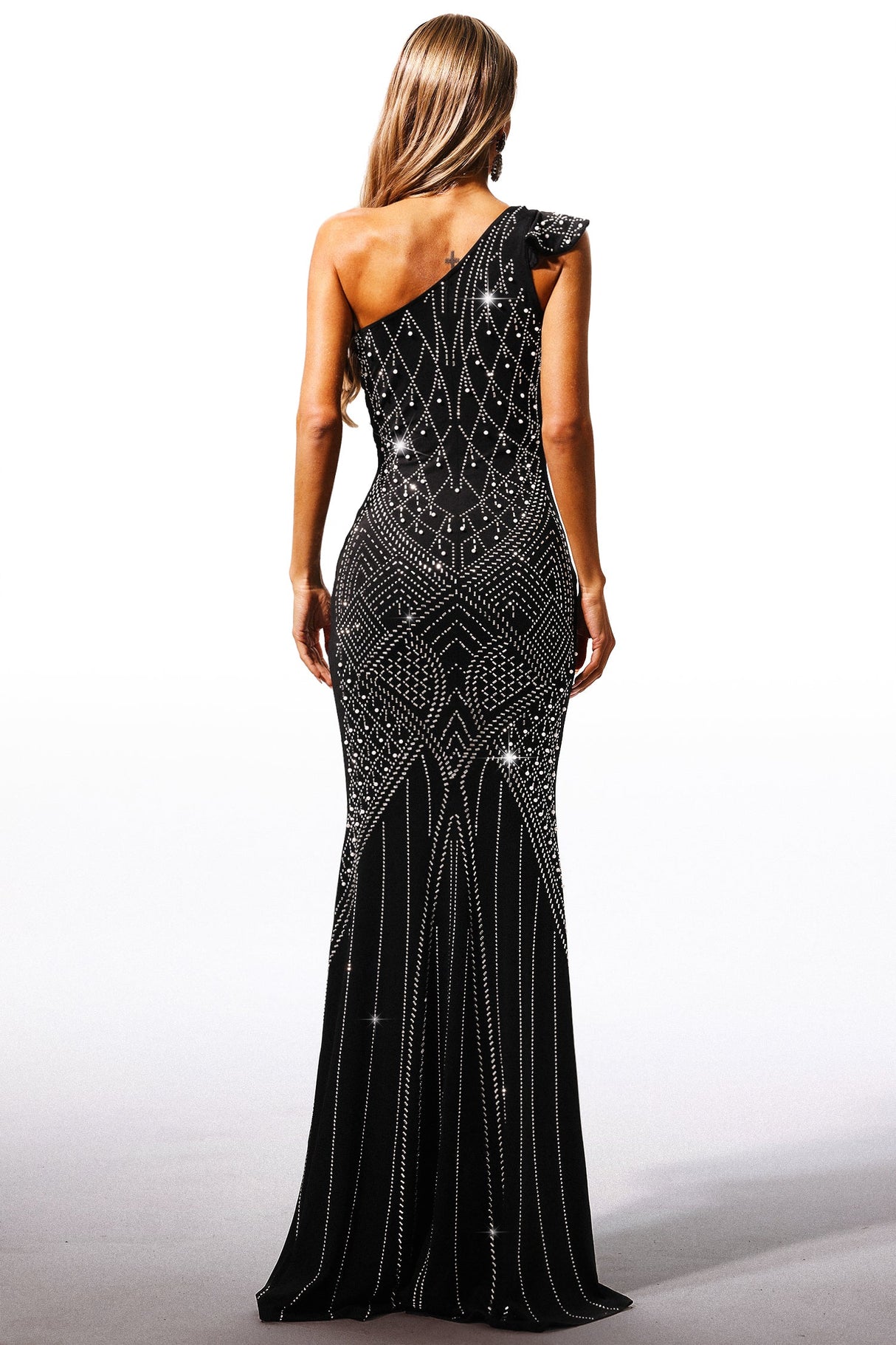 Emilia Black Diamond Detail Maxi Dress