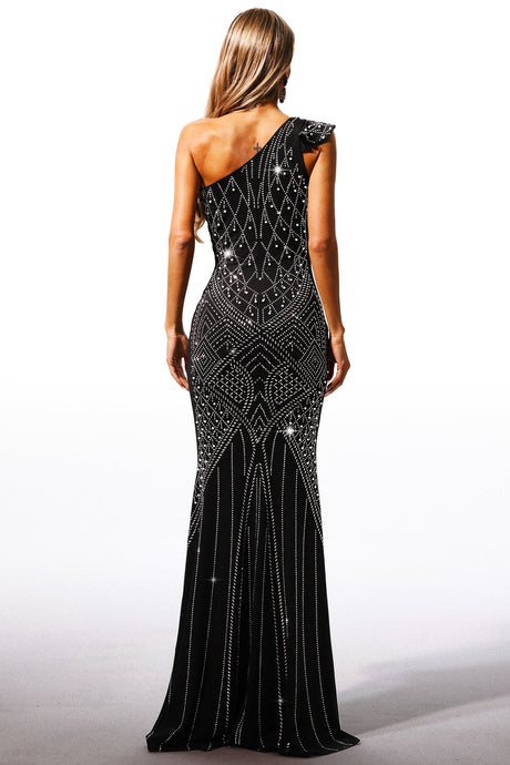 Emilia Black Diamond Detail Maxi Dress