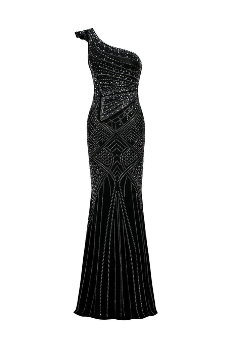 Emilia Black Diamond Detail Maxi Dress