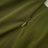 Emilia Green Asymmetrical Ribbon Draped Maxi Dress