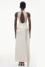 Emilia Ivory Satin Maxi Dress with Bow Detail