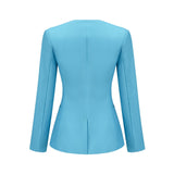 Emilia Jacket & Trousers Set - V Neck Design - Floral Appliqué - High Waist Flared Trousers - Front Button Fastening - Stylish Ensemble