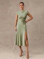 Emilia Midi Dress - Round Neck - Formal & Evening - High Waist - Elegant Style - Backless Twist Zipper