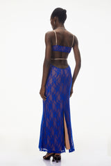 Emilia Navy Blue Floral Lace Maxi Dress