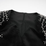 Émilie black crystalembellished velvet mini dress
