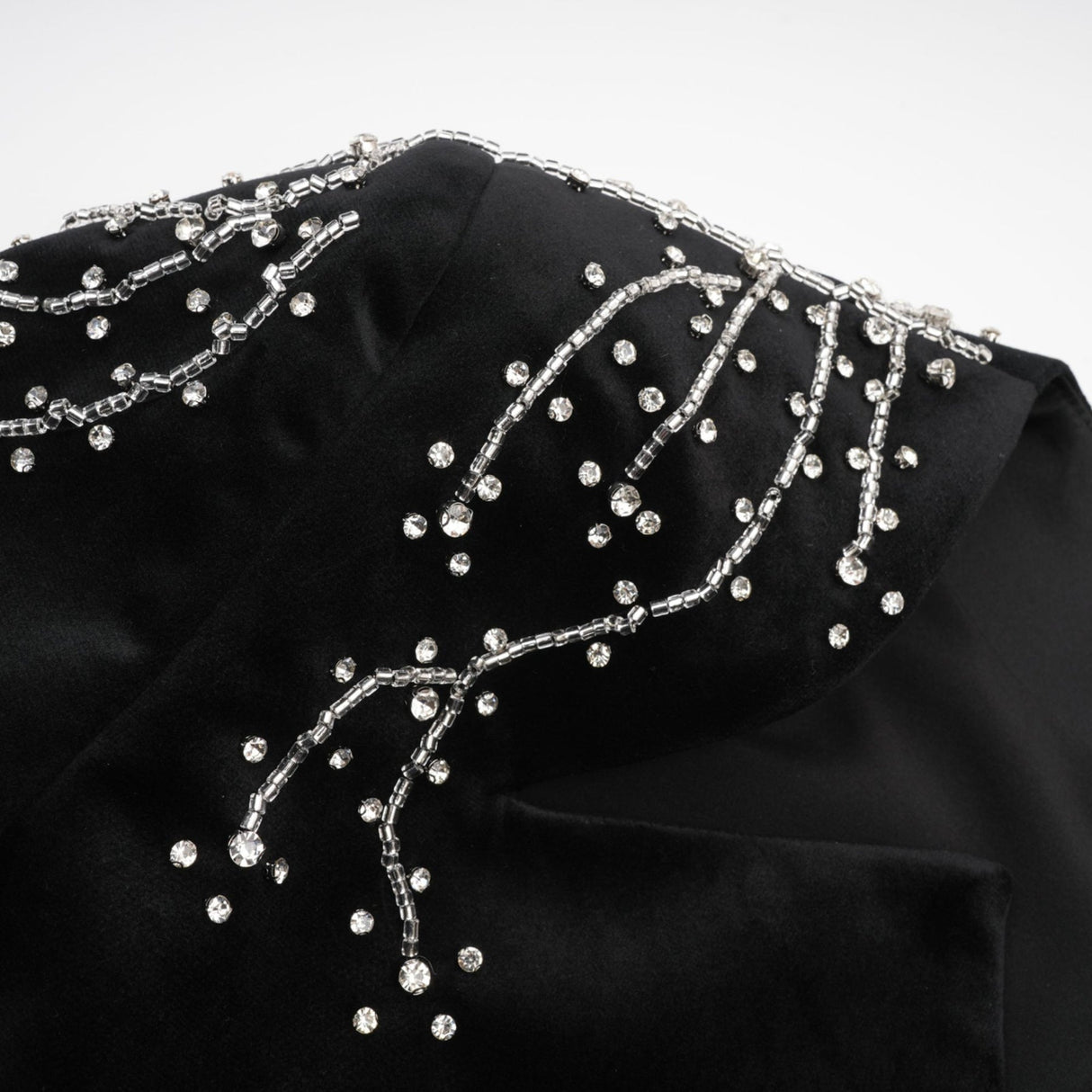 Émilie black crystalembellished velvet mini dress