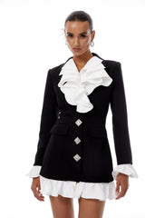 Émilie Color Block Ruffled Mini Blazer Dress
