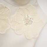 Émilie sleeveless floralapplique midi dress in White