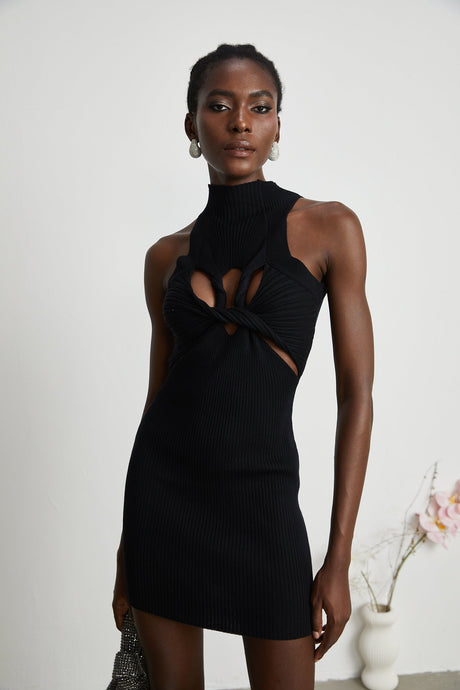 Émilie twistdetail cutout mini dress