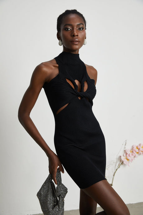 Émilie twistdetail cutout mini dress