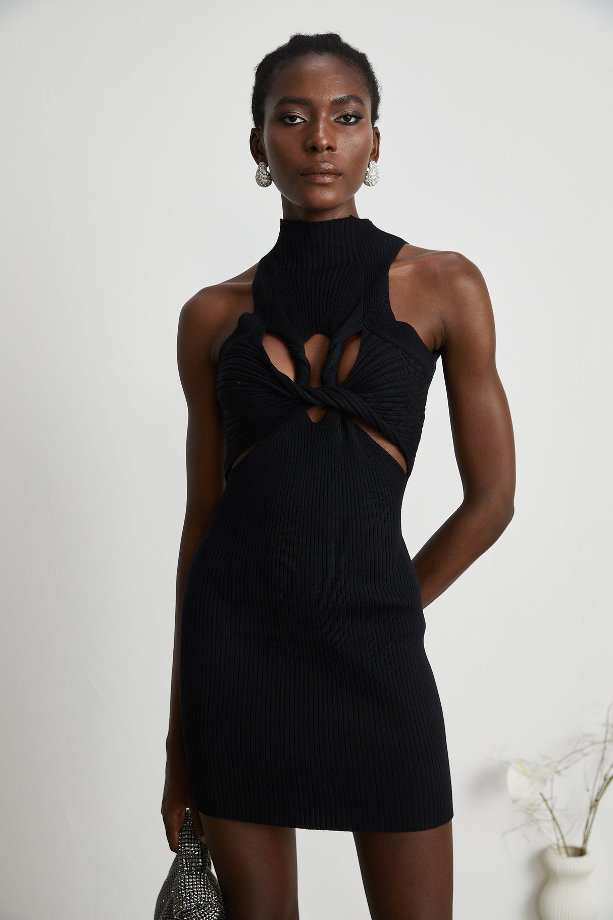 Émilie twistdetail cutout mini dress