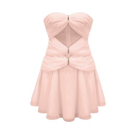 Émilienne cutout pleated offshoulder mini dress